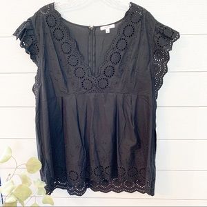 Maette by Stella and Dot black eyelet top Size. XL